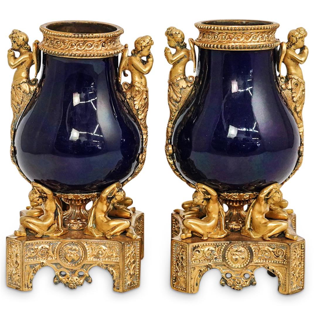 19th Cent. Sevres Gilt Bronze and Porcelain Vases (1 of 7)