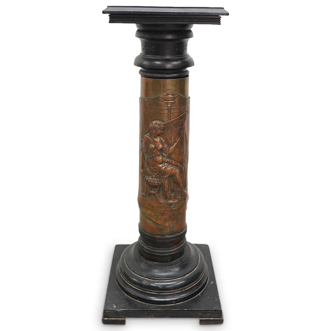 Antique Aesthetic Movement Copper & Ebonized Wood Pedestal (1 of 6)