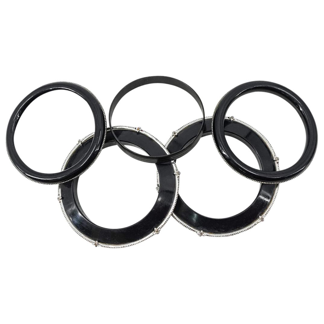 (5 Pc) Art Deco Diamond and Bakelite Bangle Bracelets (1 of 5)