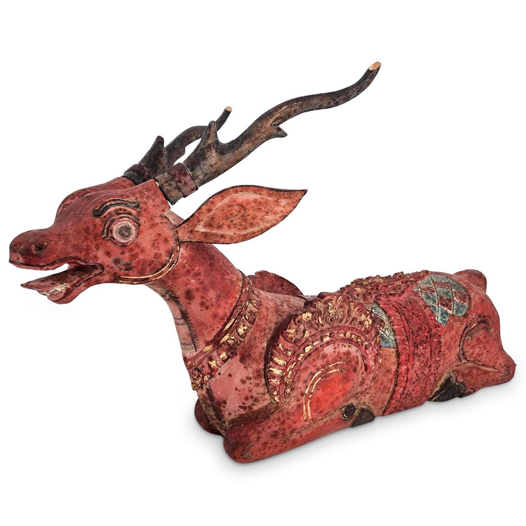 Antique Carved Wood Southeast Asian Deer (1 of 10)