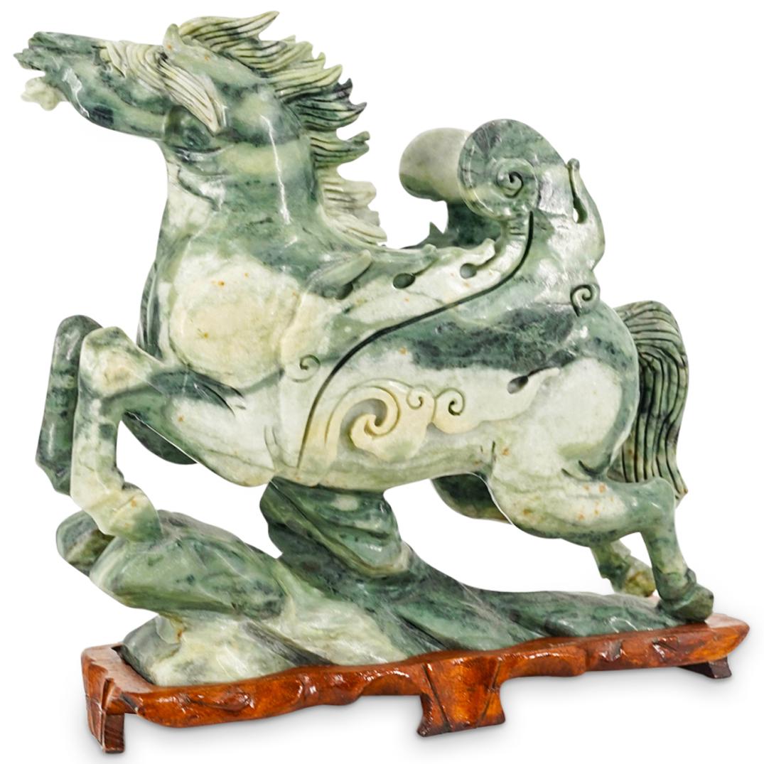 Chinese Green Hardstone Galloping Horse Statue (1 of 14)