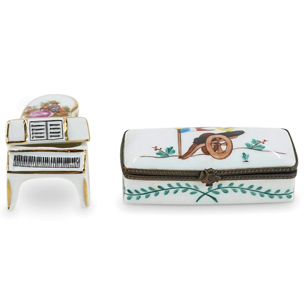 (2 Pc) Limoges Porcelain Trinket Boxes Pair Set (1 of 11)