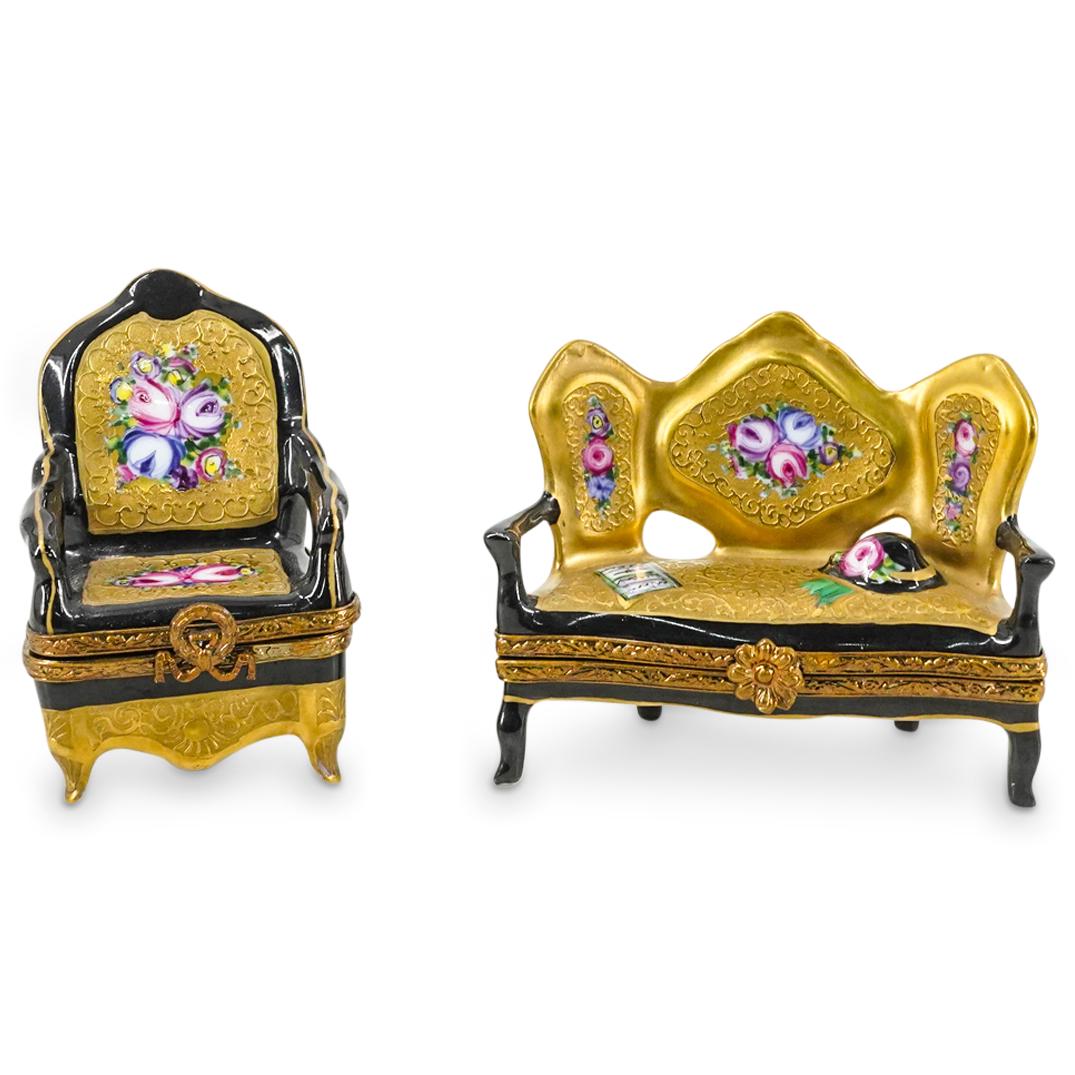 (2 Pc) Limoges Porcelain Furniture Form Pill Boxes (1 of 10)