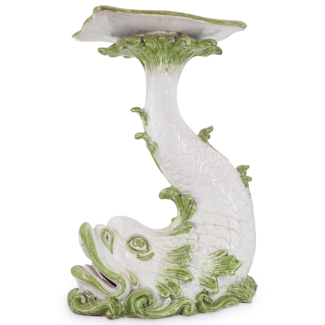 Italian Ceramic Glazed Dolphin Pedestal (1 of 8)