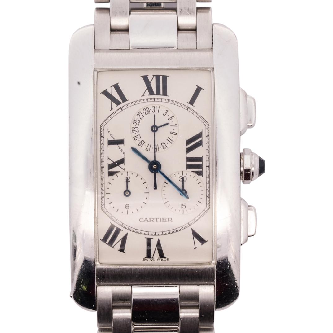 Cartier 18k Gold Tank Americaine Chronograph Watch (1 of 8)