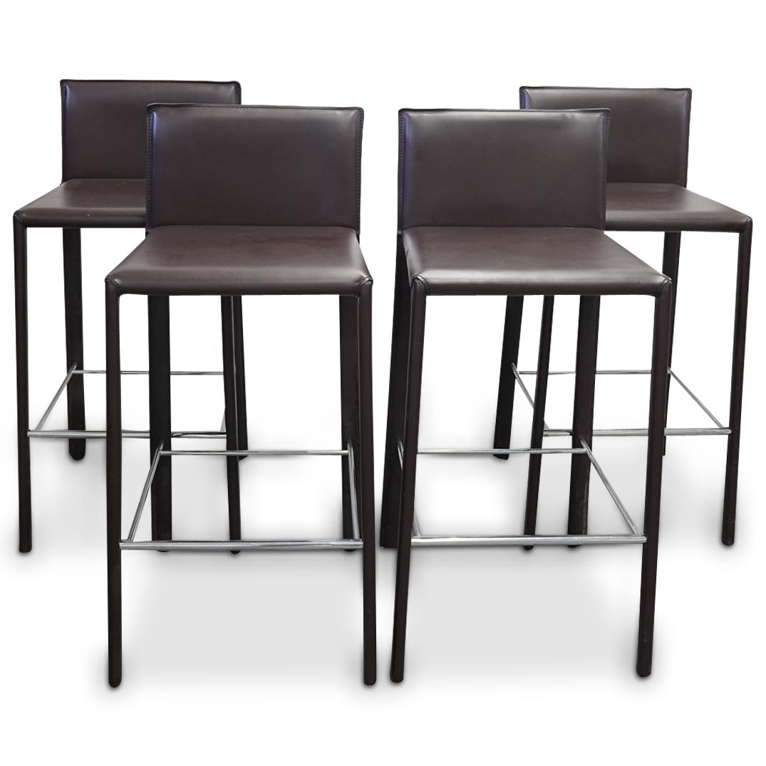(4Pc) Italian Leather Barstools (1 of 8)