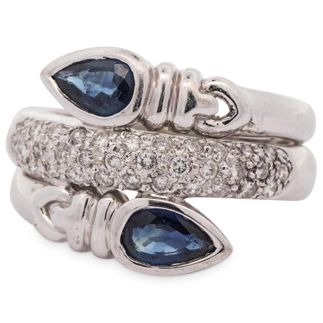 Designer 14k Gold, Diamond and Sapphire Ring (1 of 4)