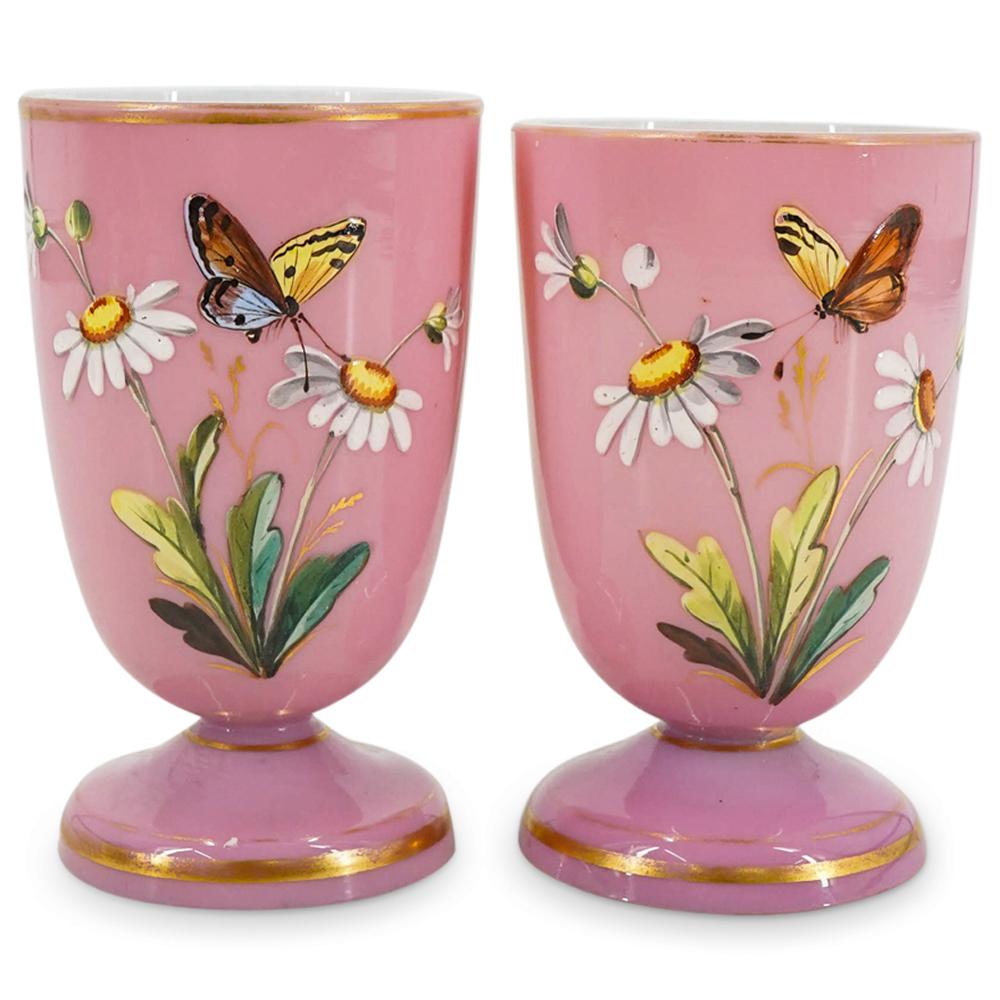 Antique French enamel Rose Opaline Glass (1 of 3)