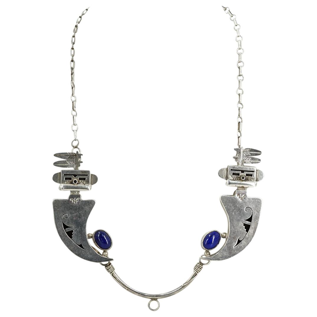 Navajo Nelson Morton Sterling Silver and Lapis Necklace (1 of 5)