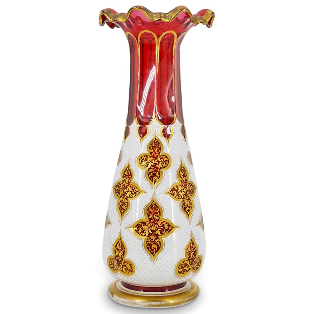 Moser Gilt And Enameled Ruby Glass Bohemian Vase (1 of 7)
