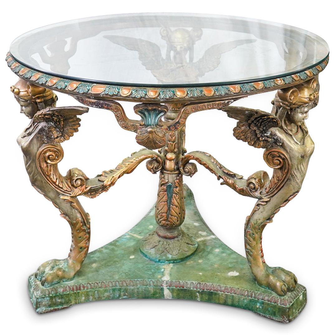 Egyptian Revival Mixed Metal & Glass Center Table (1 of 8)