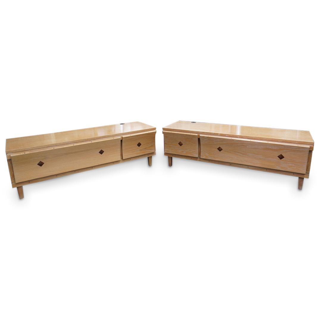 Pair Of Long Wooden Night Stands W/ Drawers (1 of 9)