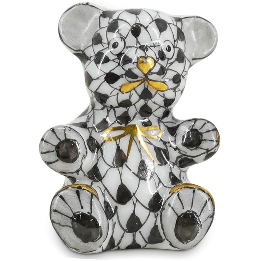 Herend Porcelain "Small Tiny Bear" Black Fishnet Figurine (1 of 4)