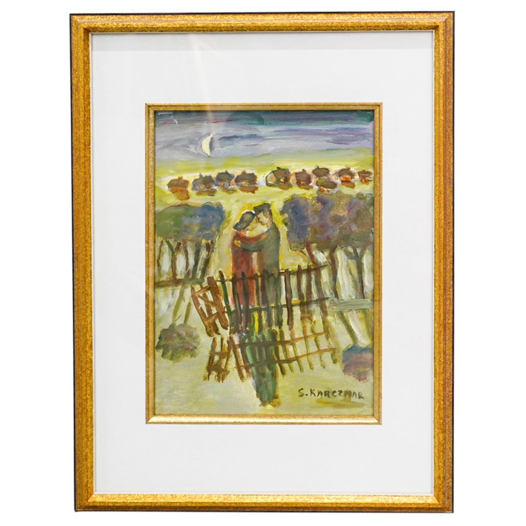 Simon Karczmar (Polish - French - Israeli, 1903-1982) Oil On Paper Of Man And Woman Embracing (1 of 5)