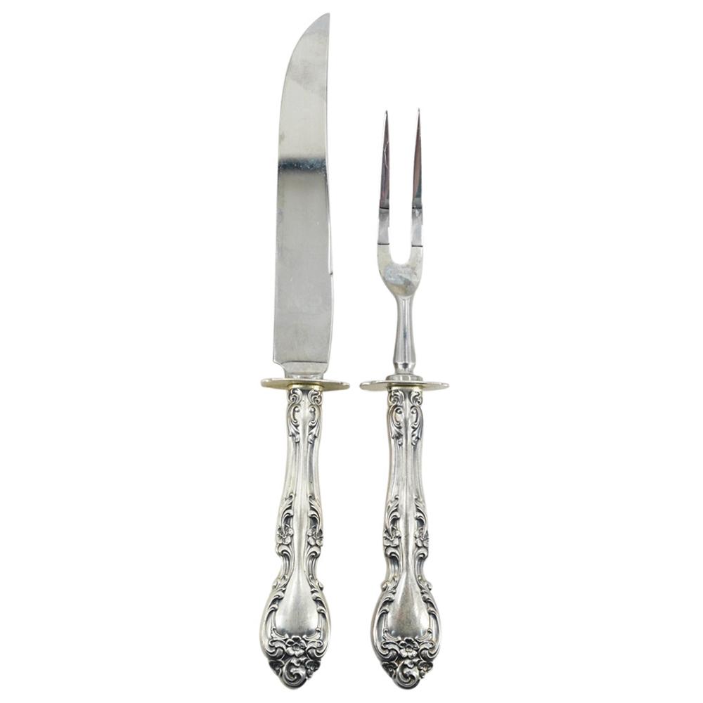 (2 Pc) Silver Plate & Stainless Steel Meat Carving 2-Pc Set (1 of 8)