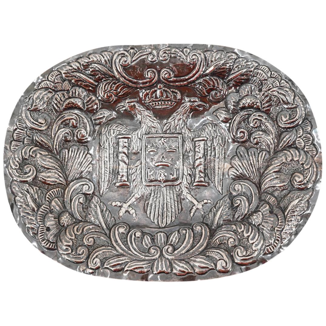 Antique Peruvian 900 Silver Spanish Colonial Crest Tray (1 of 12)