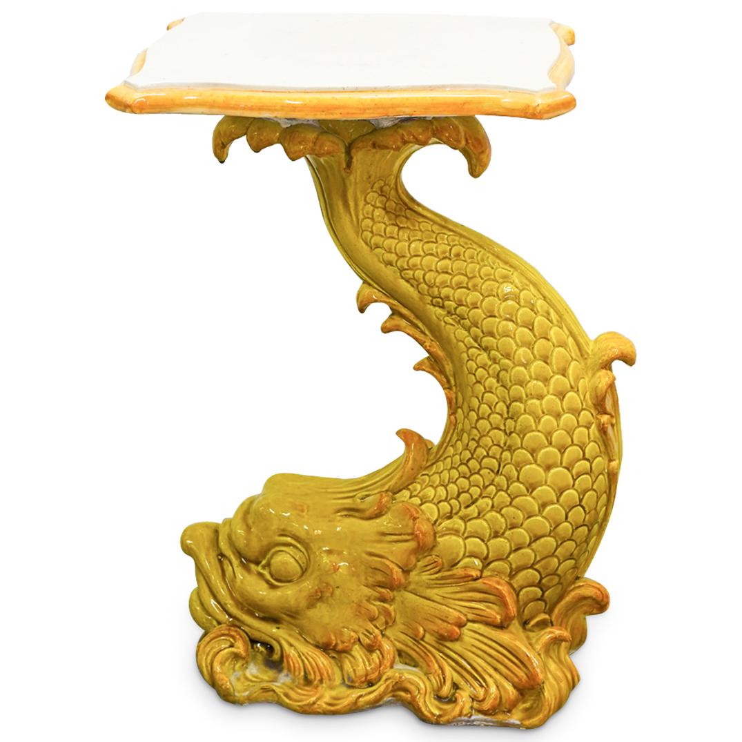 Italian Majolica Dolphin Pedestal (1 of 8)