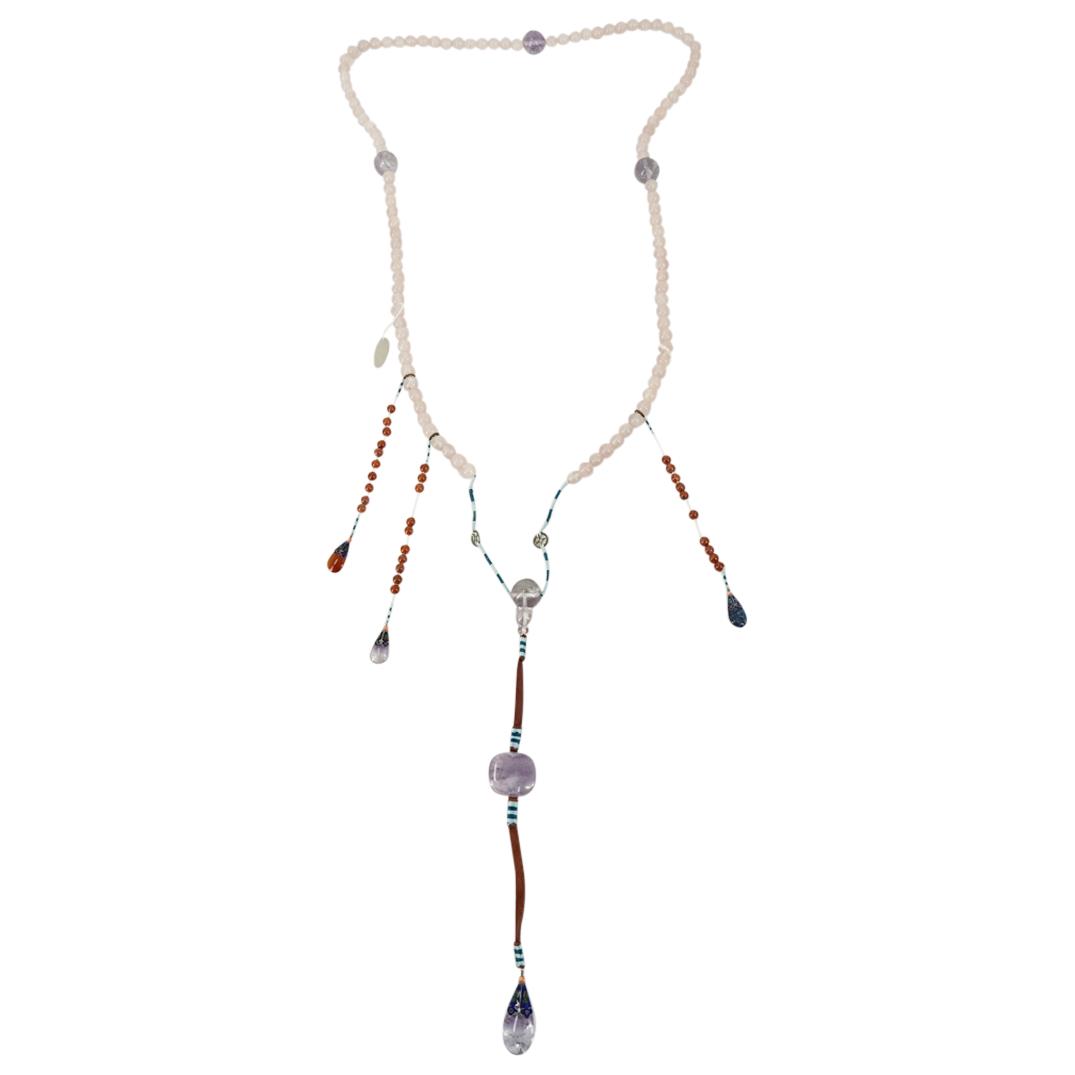 Antique Chinese Rose Quartz Court Necklace In Silk Box (1 of 7)