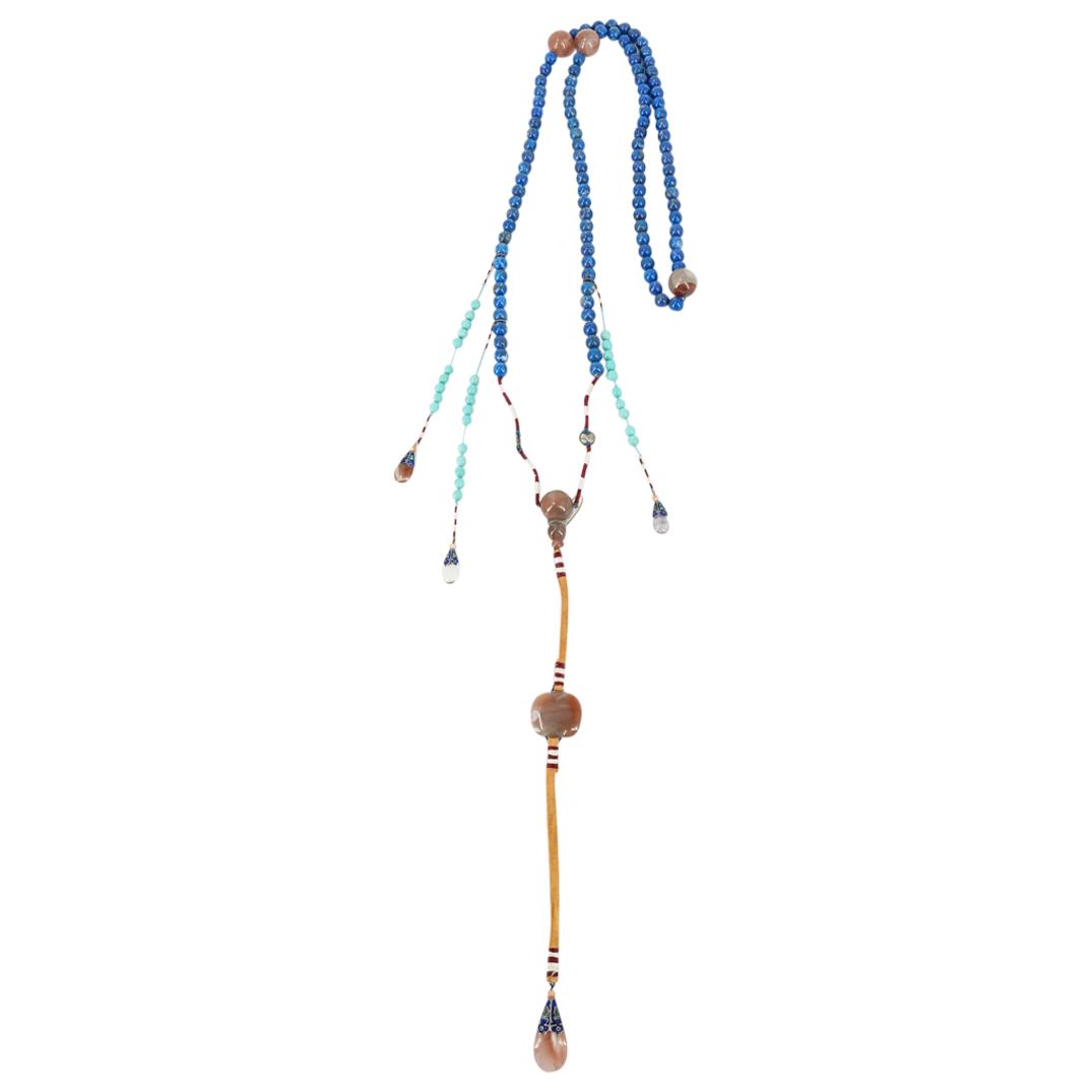 Antique Chinese Lapis Lazuli Court Necklace In Silk Box (1 of 6)