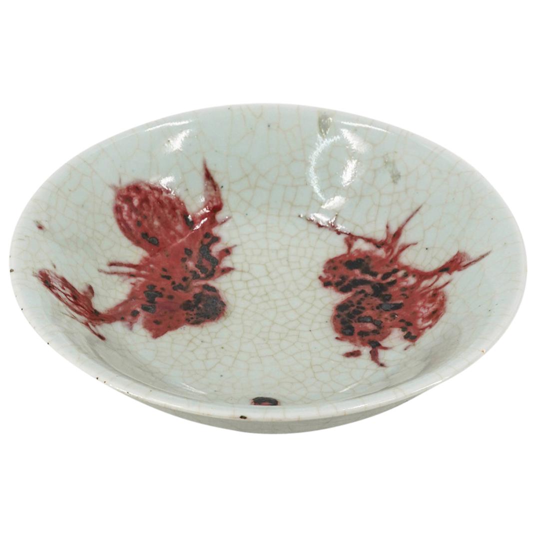 18th C. Chinese Copper Decorated Crackle Glaze Porcelain Bowl (1 of 7)