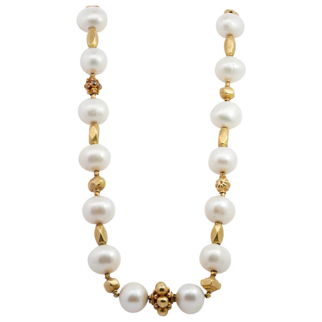 Vintage 18k Gold and Beaded Pearl Necklace (1 of 4)