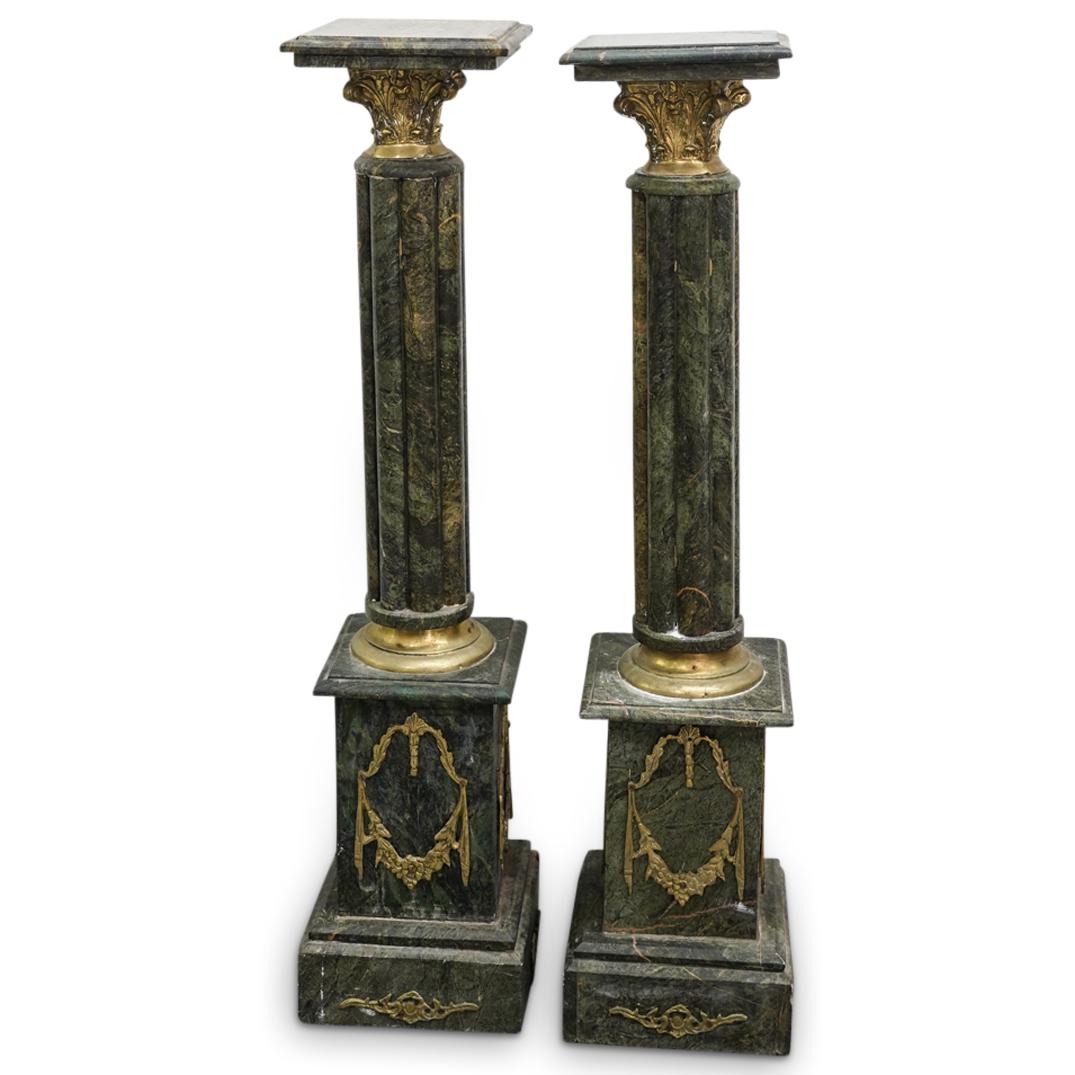 Pair Empire Style Green Marble Pedestals (1 of 12)