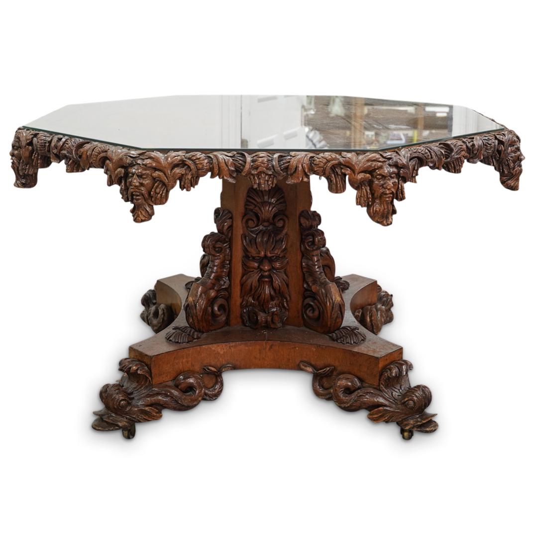 Antique Carved Italian Mahogany Figural Table (1 of 6)