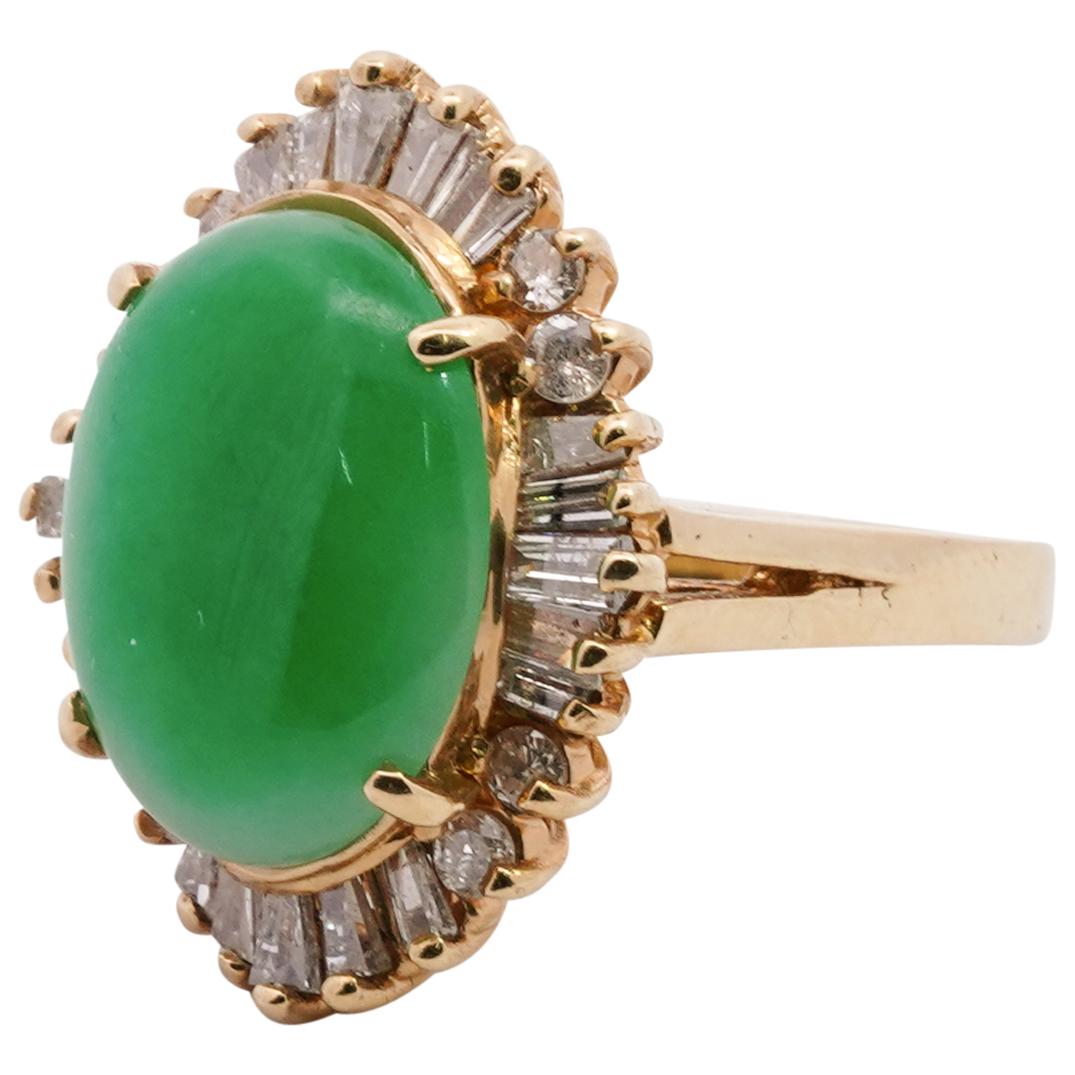 Signed 18k Gold, Jadeite and Diamond Ring (1 of 5)
