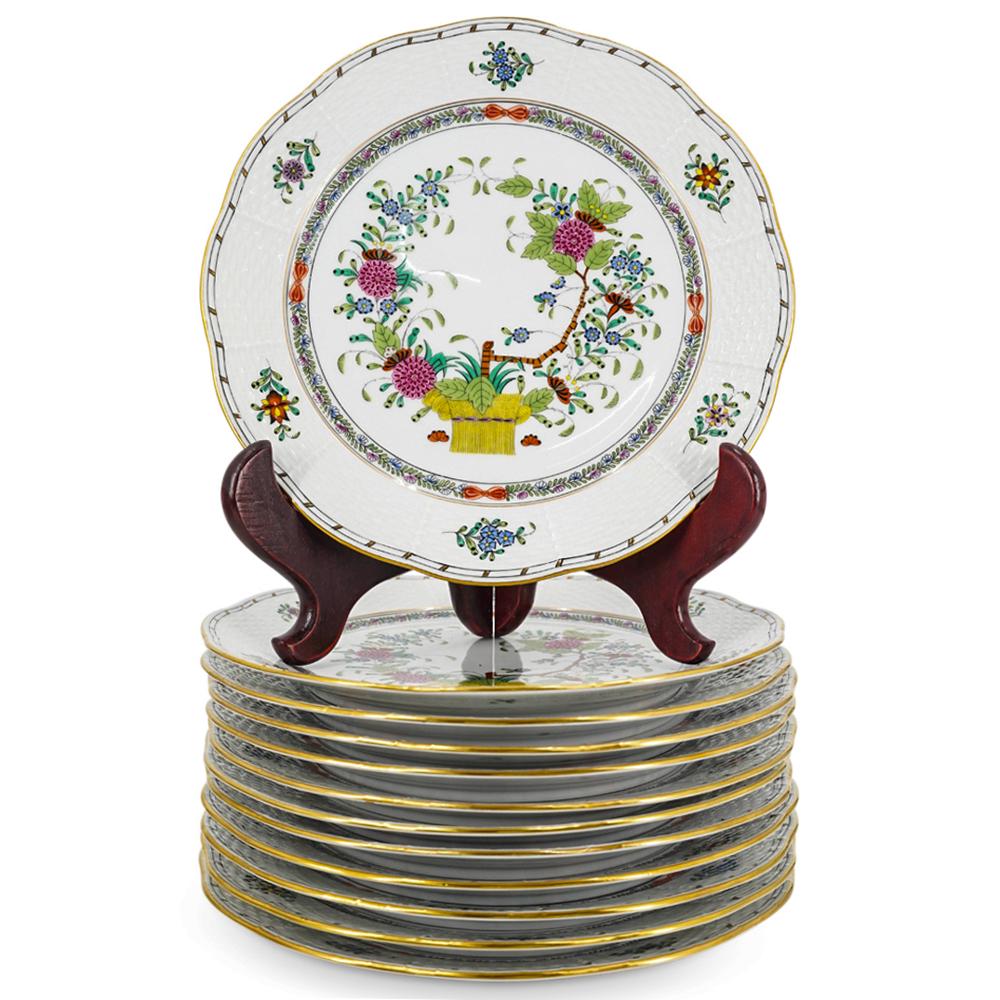 (12 Pc) Herend Porcelain "Indian Basket" Dinner Plates (1 of 5)