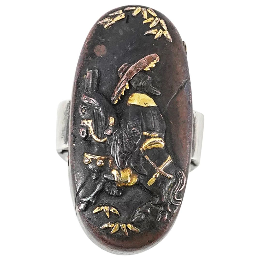 Antique Meiji Period Sterling And Mixed Metal Ring (1 of 3)