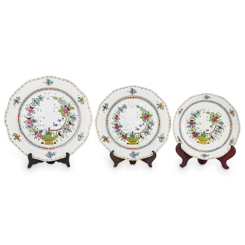 (3 Pc) Herend Porcelain "Indian Basket" Circular Serving Dishes Set (1 of 18)