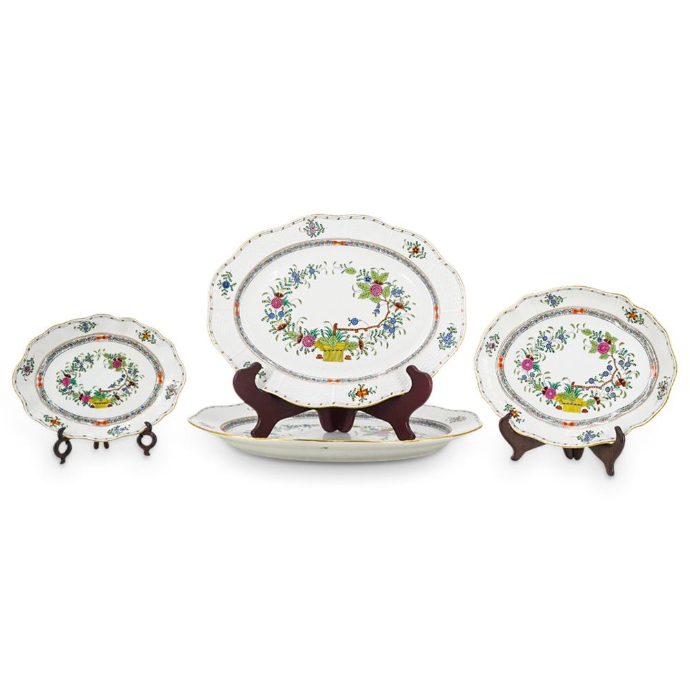 (4 Pc) Herend Porcelain "Indian Basket" Oval Serving Dishes Set (1 of 20)