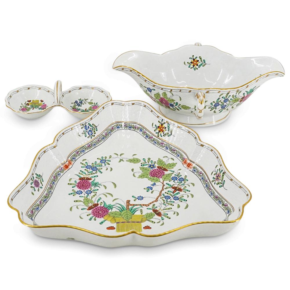 (3 Pc) Herend Porcelain "Indian Basket" Serving Dishes Set (1 of 16)