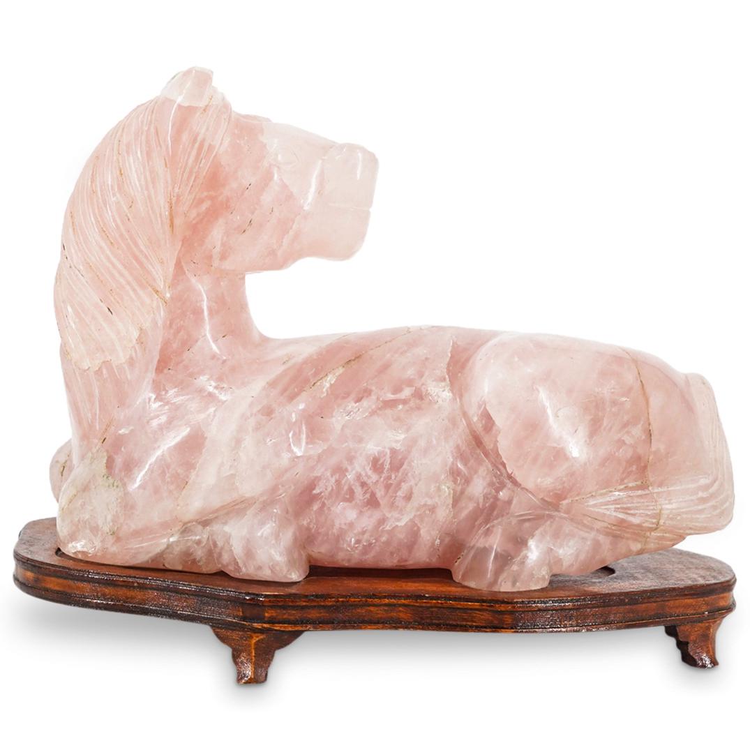 Antique Chinese Rose Quartz Recumbent Horse (1 of 8)