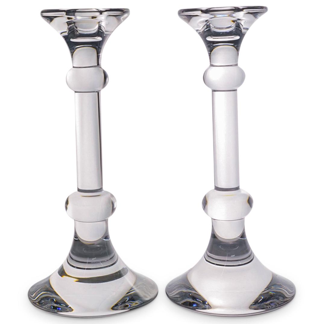 Pair of Val St. Lambert Crystal Glass Candlesticks (1 of 8)