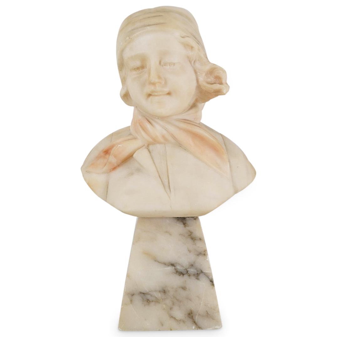 Antique Italian Alabaster Smiling Girl Sculpture (1 of 6)