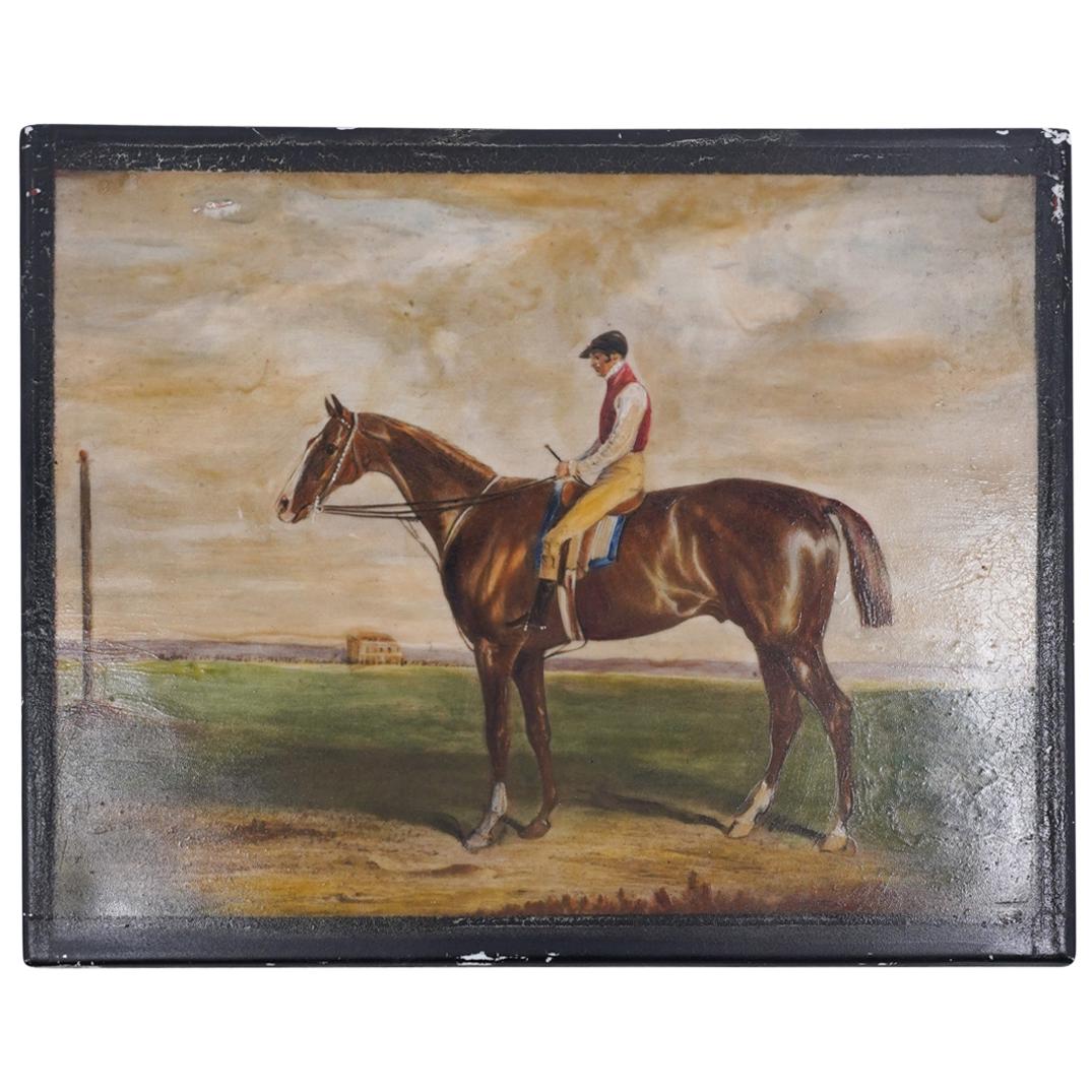 Antique Equestrian Painted Porcelain Panel (1 of 5)