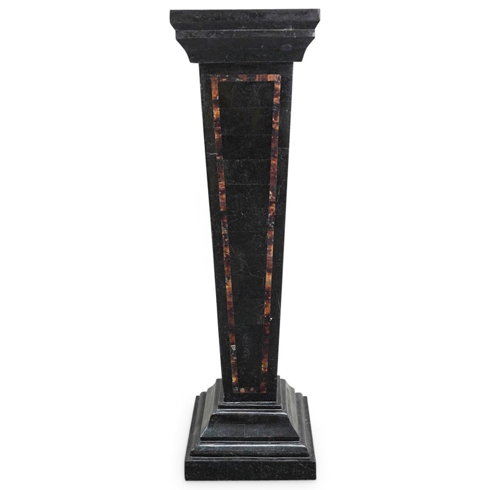 Large Wooden Maitland Smith Tessellated Pedestal (1 of 7)