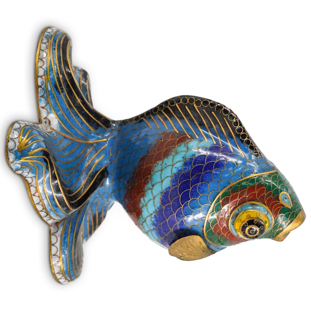 Vintage Chinese Cloisonne Enamel & Brass Fish Figurine (1 of 6)