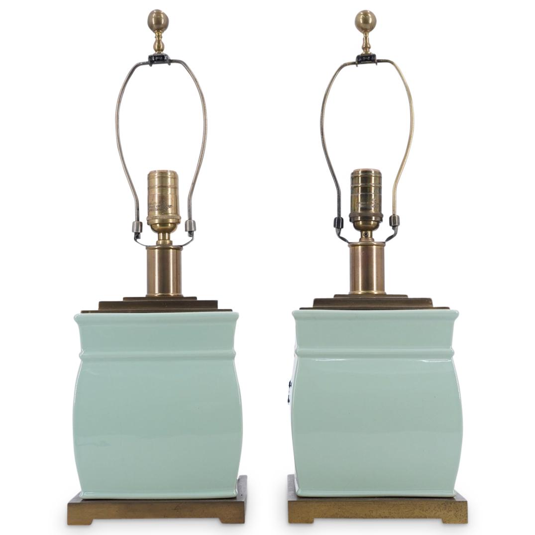 Pair Of Mid-Century Celadon Porcelain Table Lamps (1 of 3)