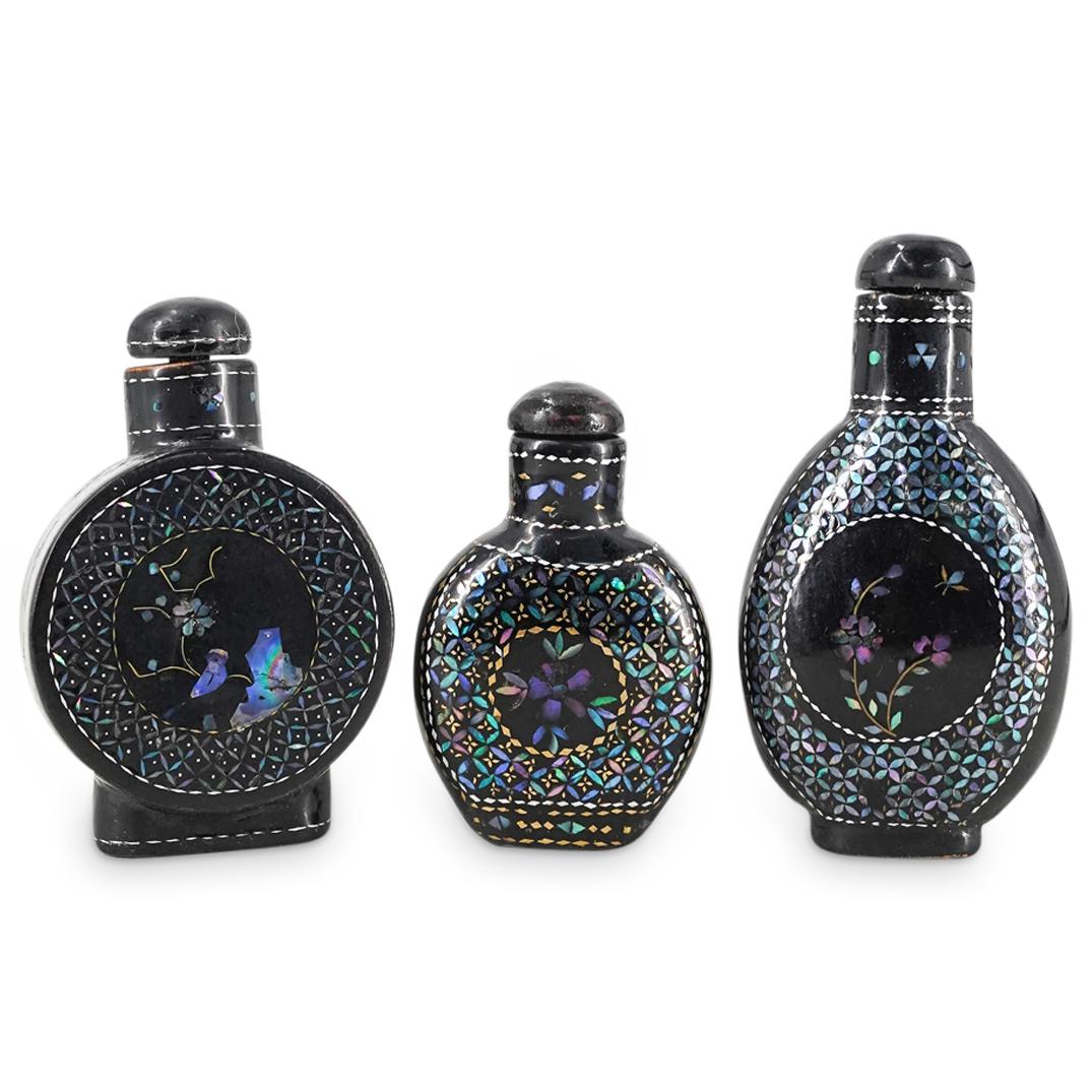(3Pc) Antique Chinese Lacquered Snuff Bottles (1 of 6)