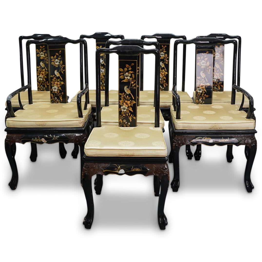 (8Pc) Chinese Lacquered Dining Chair Set (1 of 12)