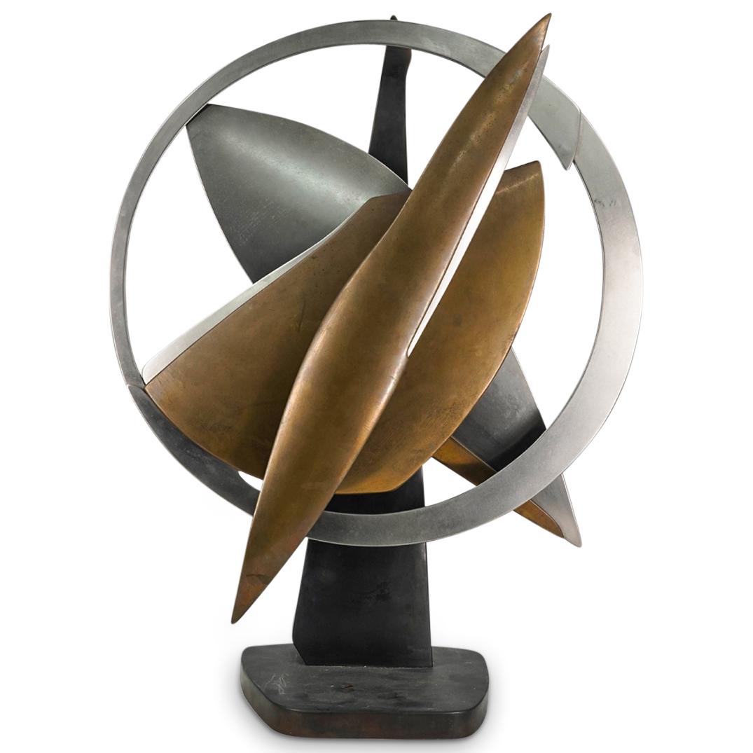 Eric Peltzer  "Standing Ring" Mixed Metal Sculptural Propeller Desk Lamp (1 of 9)