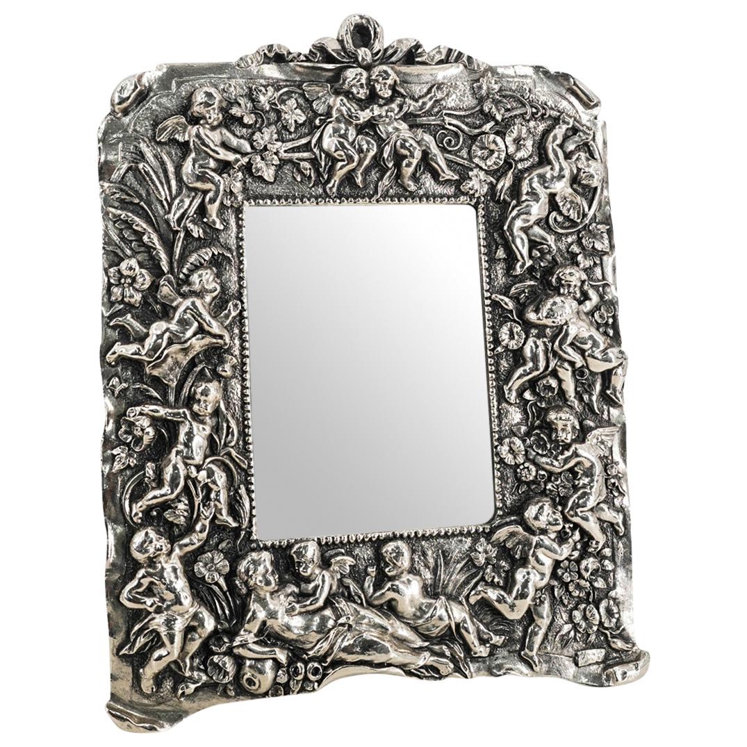Antique Silver Overlay Ornate Desk Mirror (1 of 5)