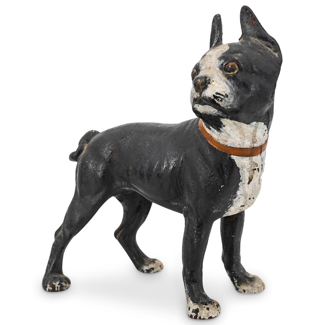 Vintage Painted Cast Iron Boston Terrier Dog Doorstop (1 of 9)