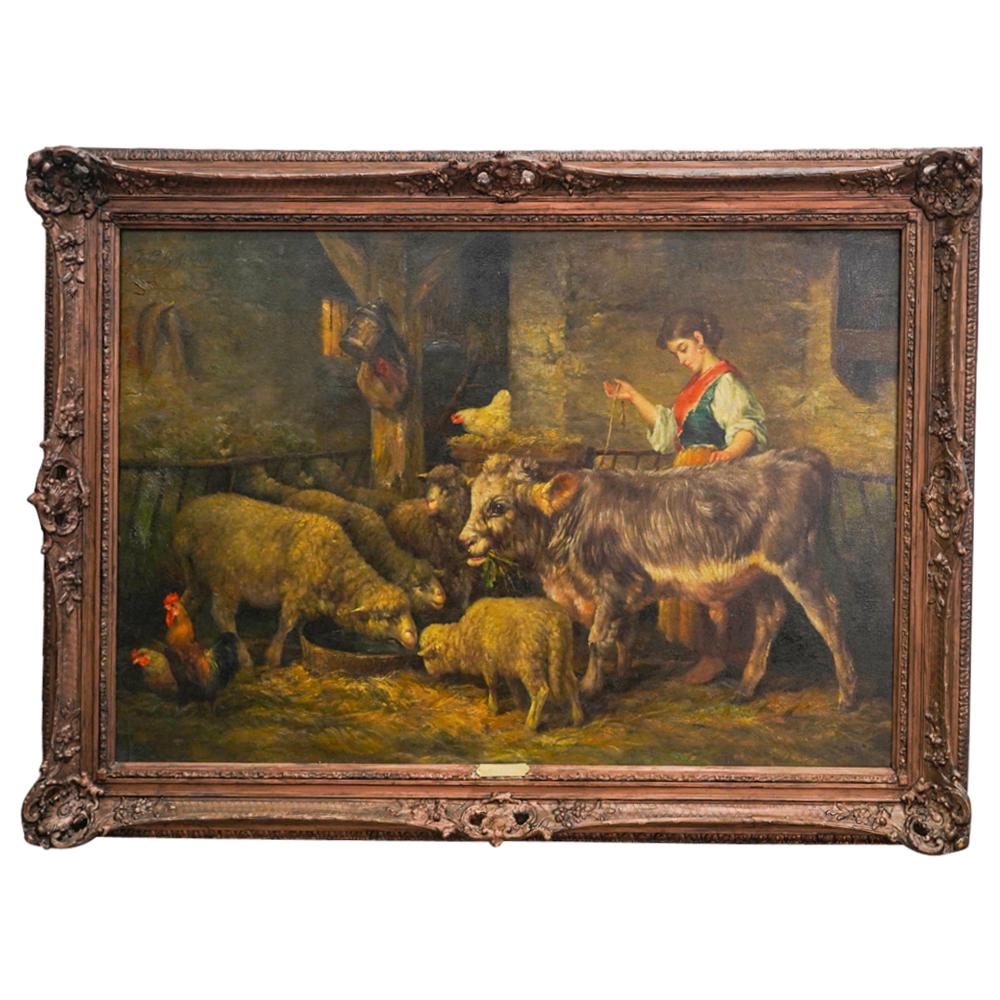Large Antique Oil Painting On Canvas (1 of 10)