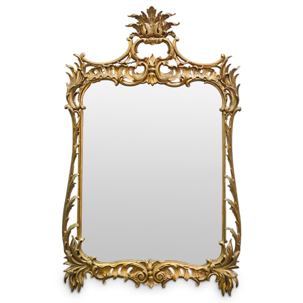 Antique French Carved Wood Foliage Framed Wall Mirror (1 of 5)