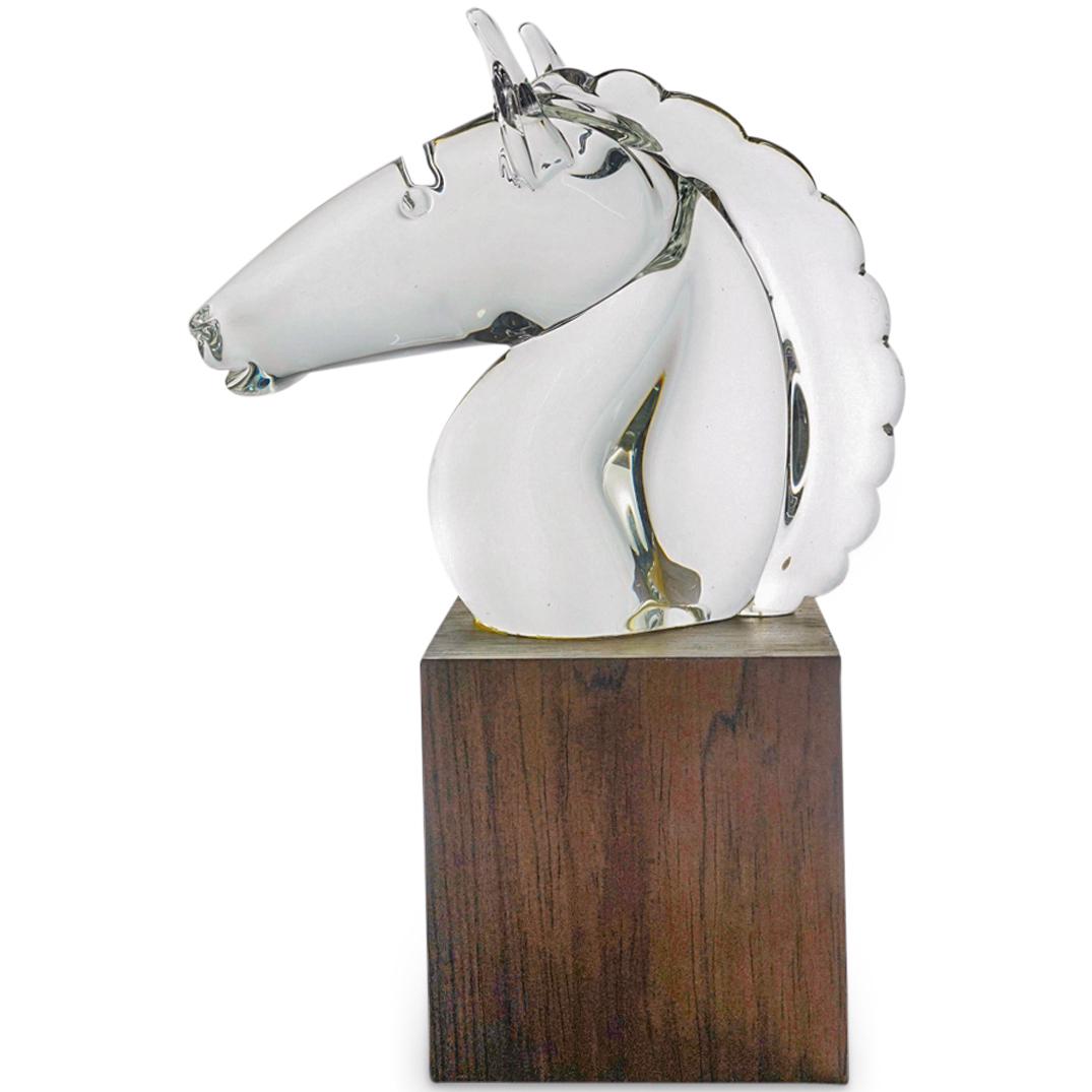 Crystal Glass Horse Head On Wooden Base (1 of 6)