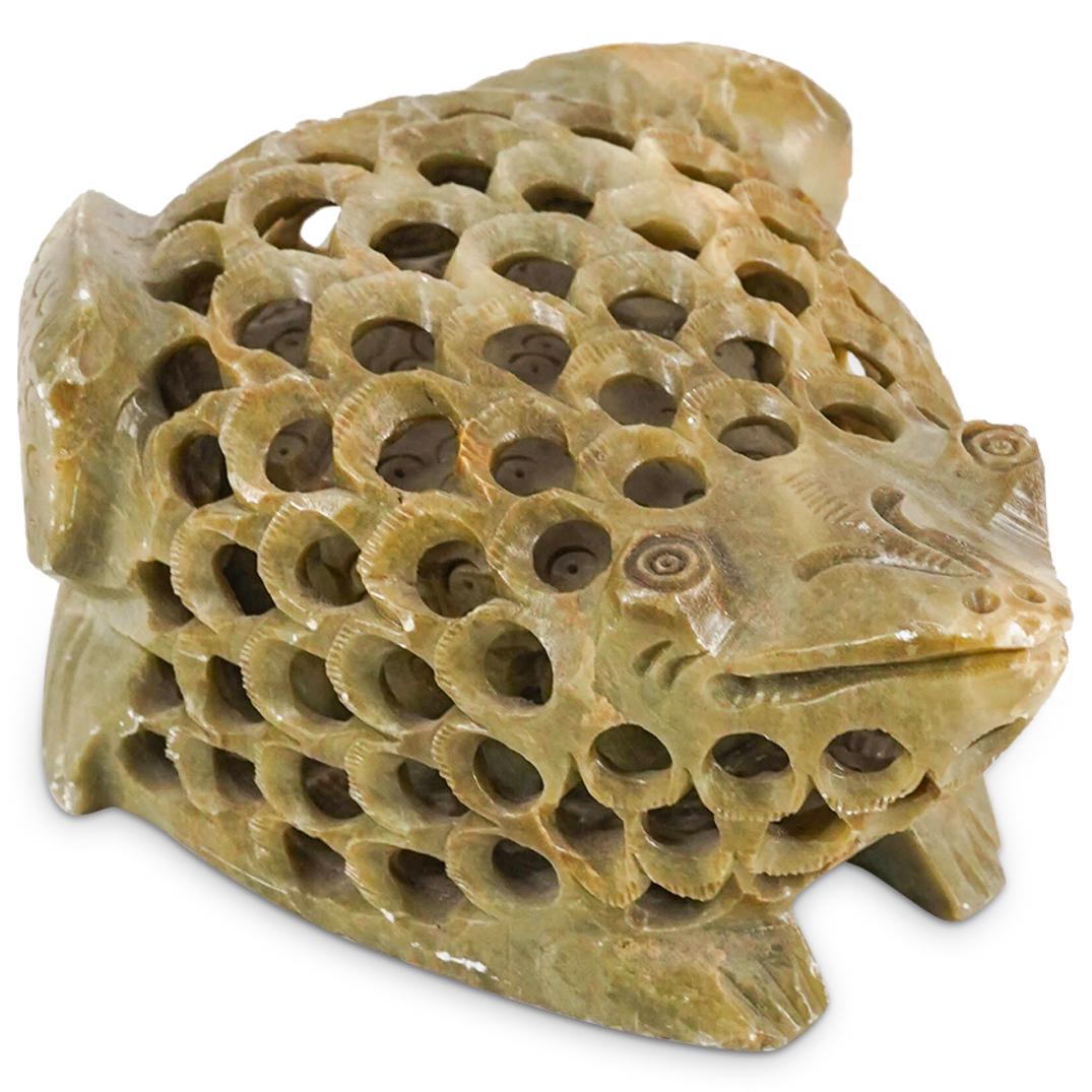 Hand Carved Natural Stone Frog Sculpture (1 of 6)