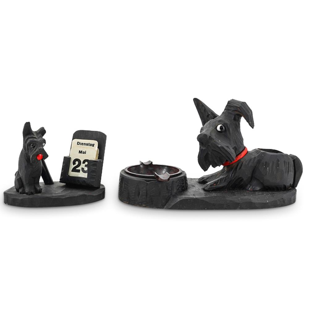 (2 Pc) German Carved Wood Desk Accessories (1 of 12)